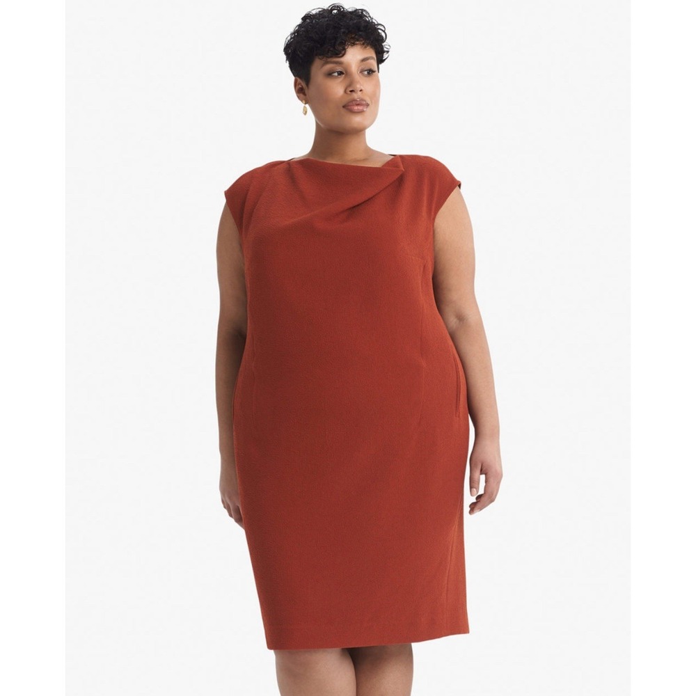 NWOT Plus MM Lafleur Marilyn Dress Staccato in Adobe Cown Neck Shift +3